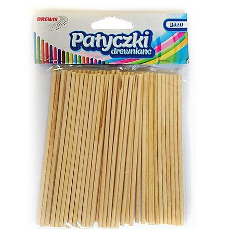 Patyczki kreatywne okrągłe Brewis naturalne 11cm, 50szt